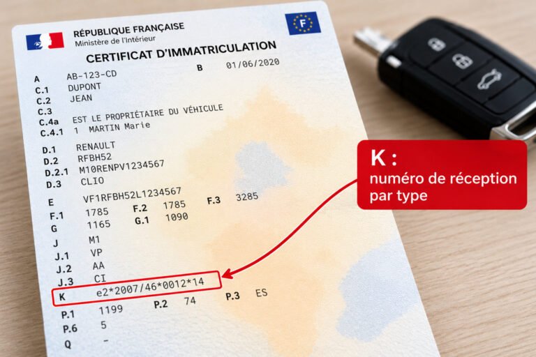K carte grise : numéro de réception par type