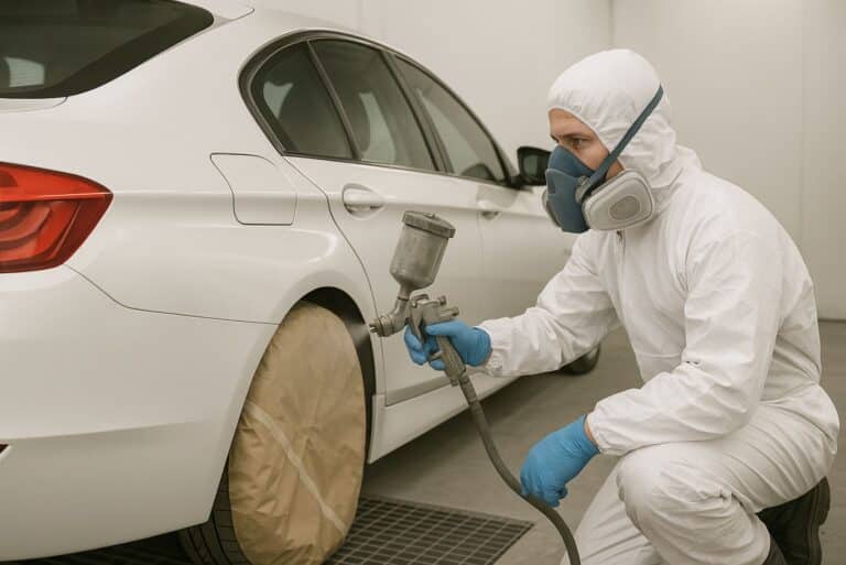 homme qui peint une voiture