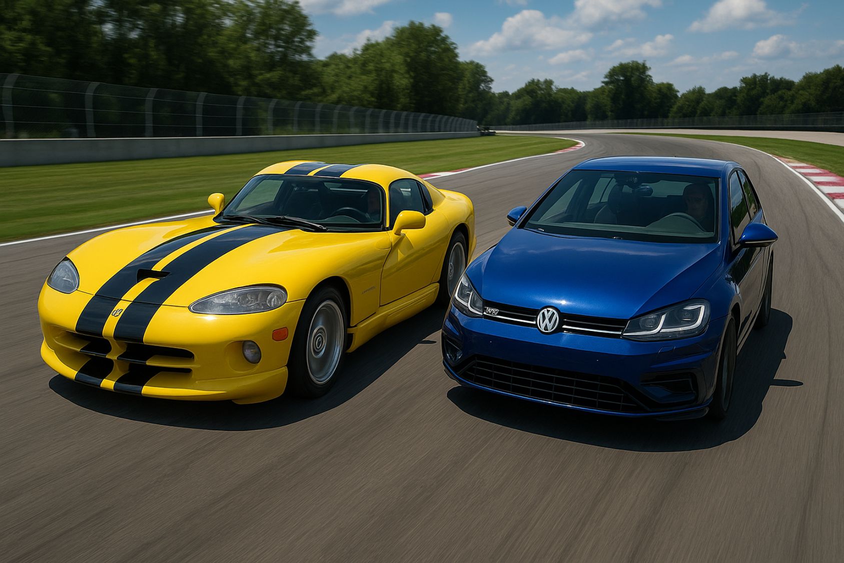 Duel inattendu : Viper contre Golf R, 30 ans d’écart sur la piste
