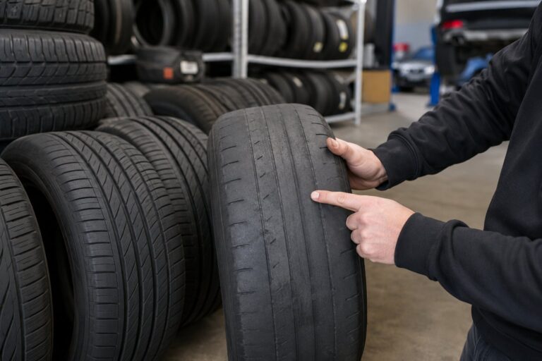 Scène réaliste liée à 10 marques de pneus à éviter selon les tests