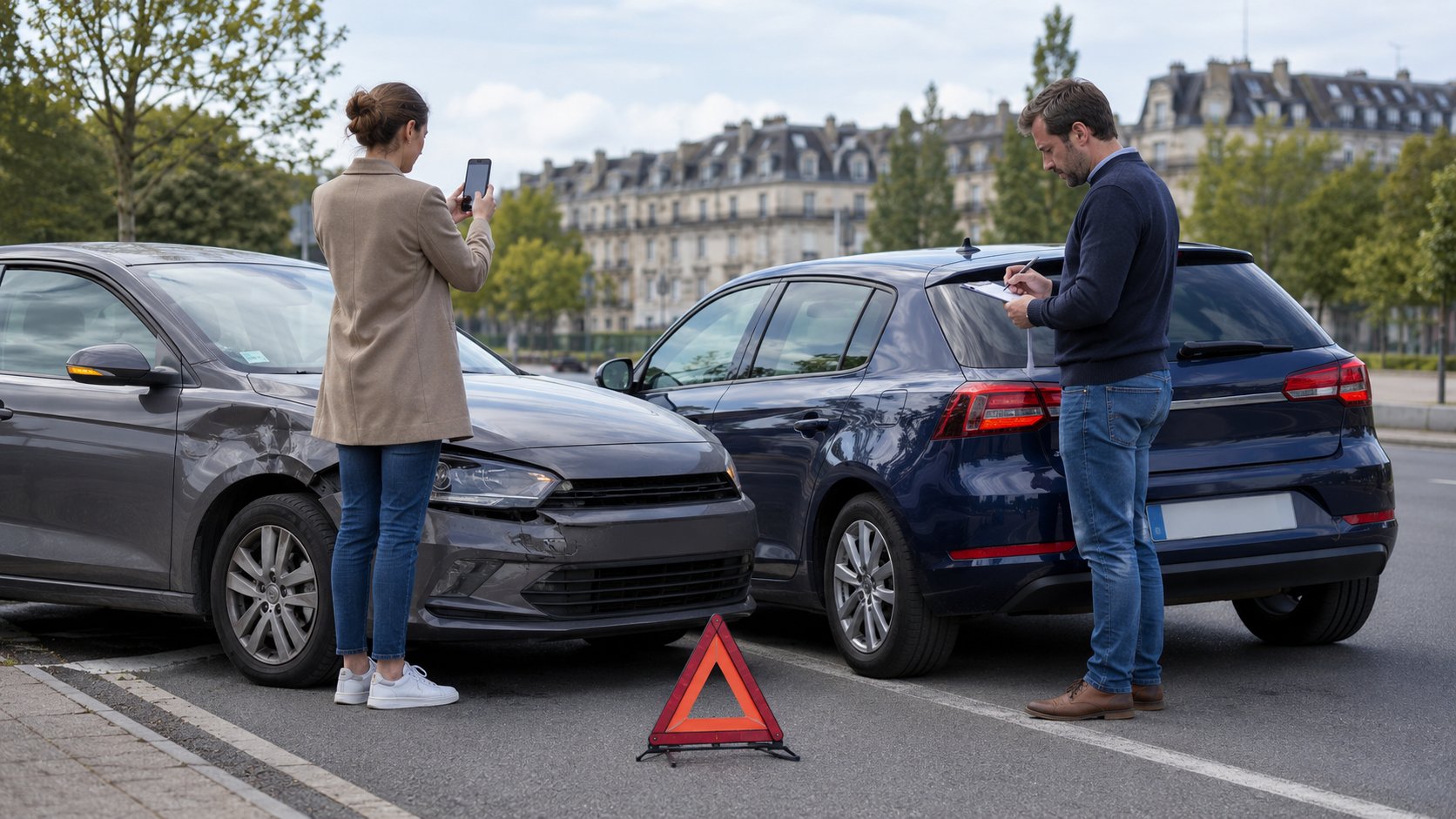Scène réaliste liée à Accident en voiture de location : démarches et frais