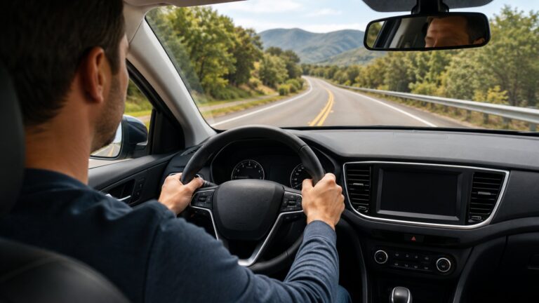 Scène réaliste liée à Bien tenir son volant : position, gestes et erreurs