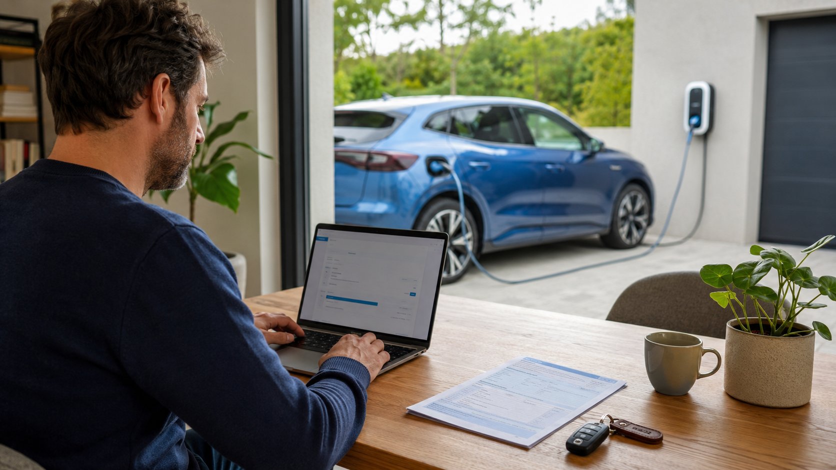 Scène réaliste liée à Carte grise électrique : étapes, coût 2026 et délais