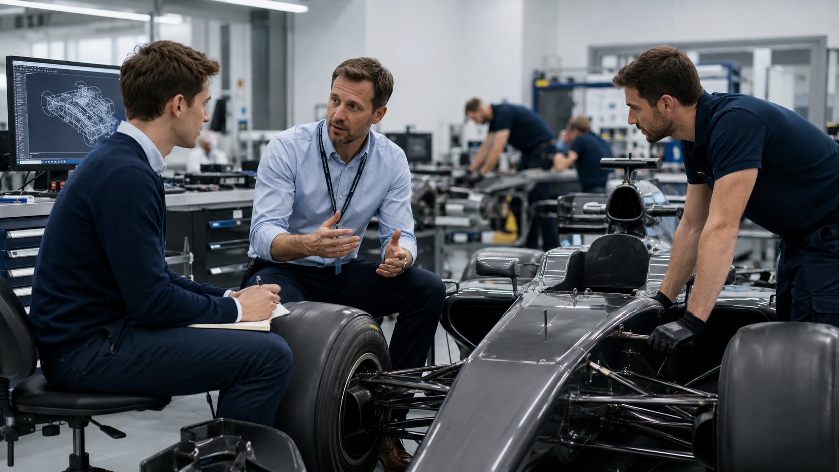 Scène réaliste liée à Décrocher un emploi dans une écurie de F1