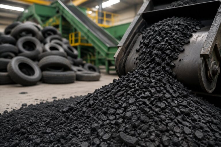 Scène réaliste liée à Du pneu usé au granulat : comment est-il recyclé ?