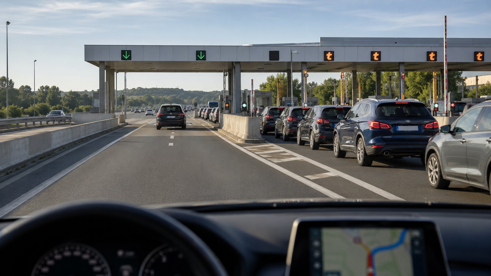 Scène réaliste liée à Éviter les bouchons aux péages : horaires et solutions