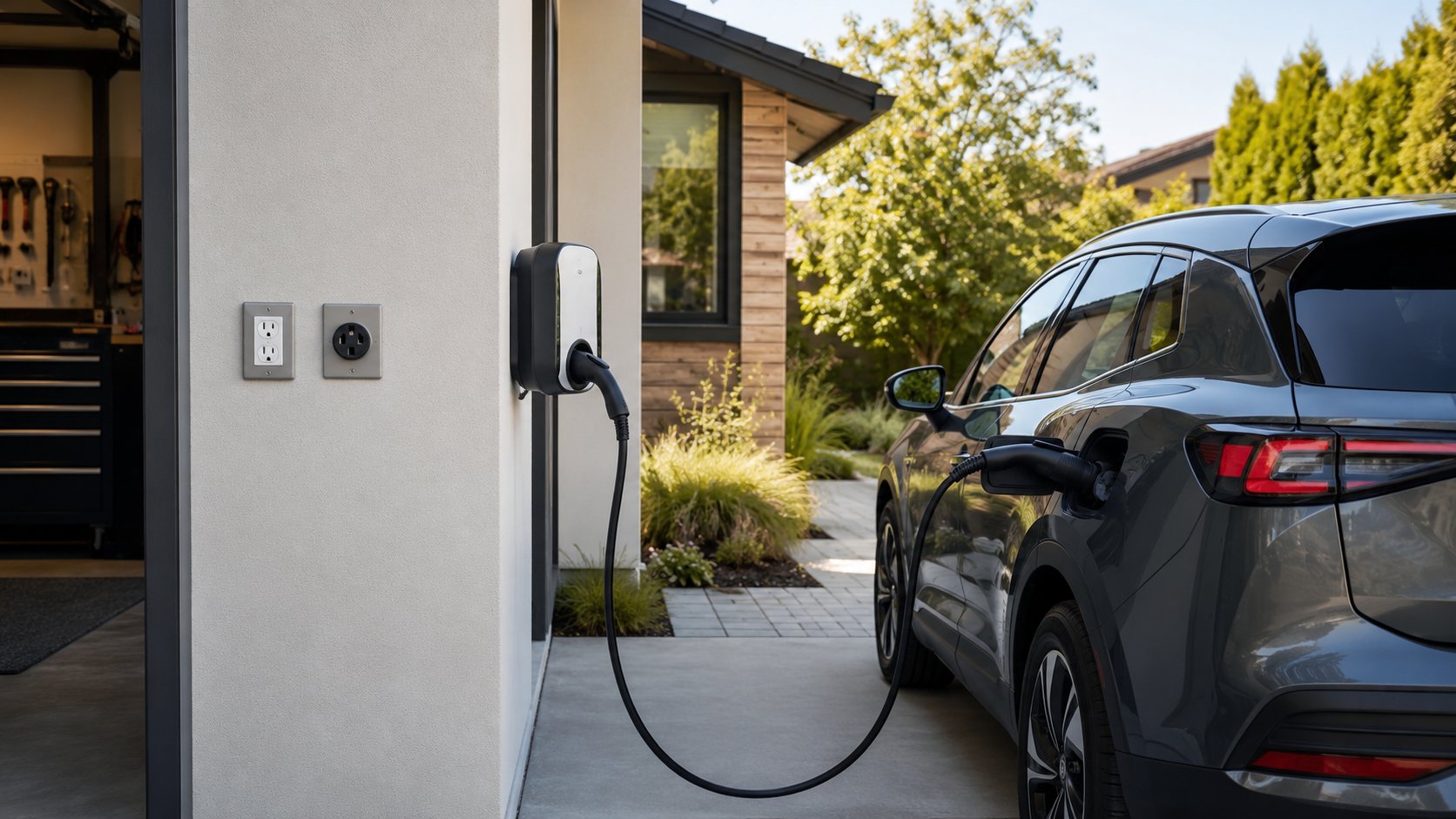 Scène réaliste liée à Quelle prise choisir pour recharger sa voiture électrique ?