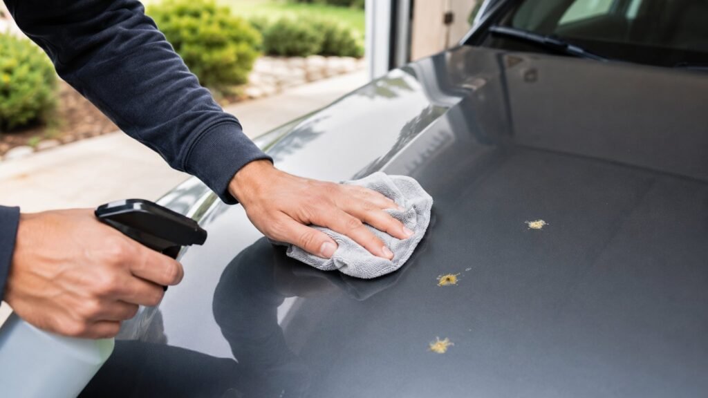 Résine de pin sur carrosserie