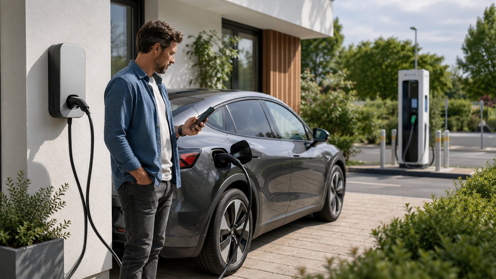 Scène réaliste liée à Voiture électrique : coût de 100 km selon la recharge