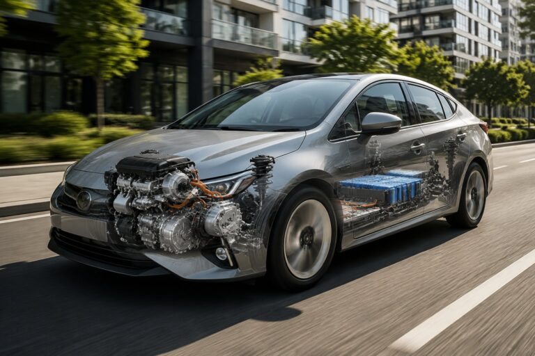 Scène réaliste liée à Voiture hybride : définition, fonctionnement et avantages