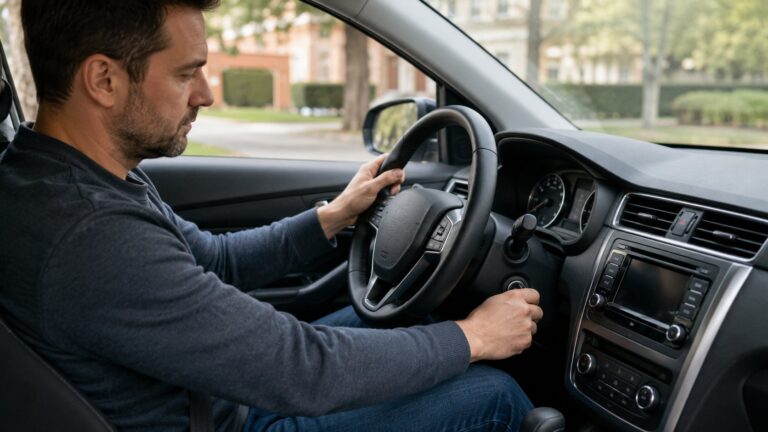 Scène réaliste liée à Volant bloqué : 5 étapes pour le déverrouiller sans forcer