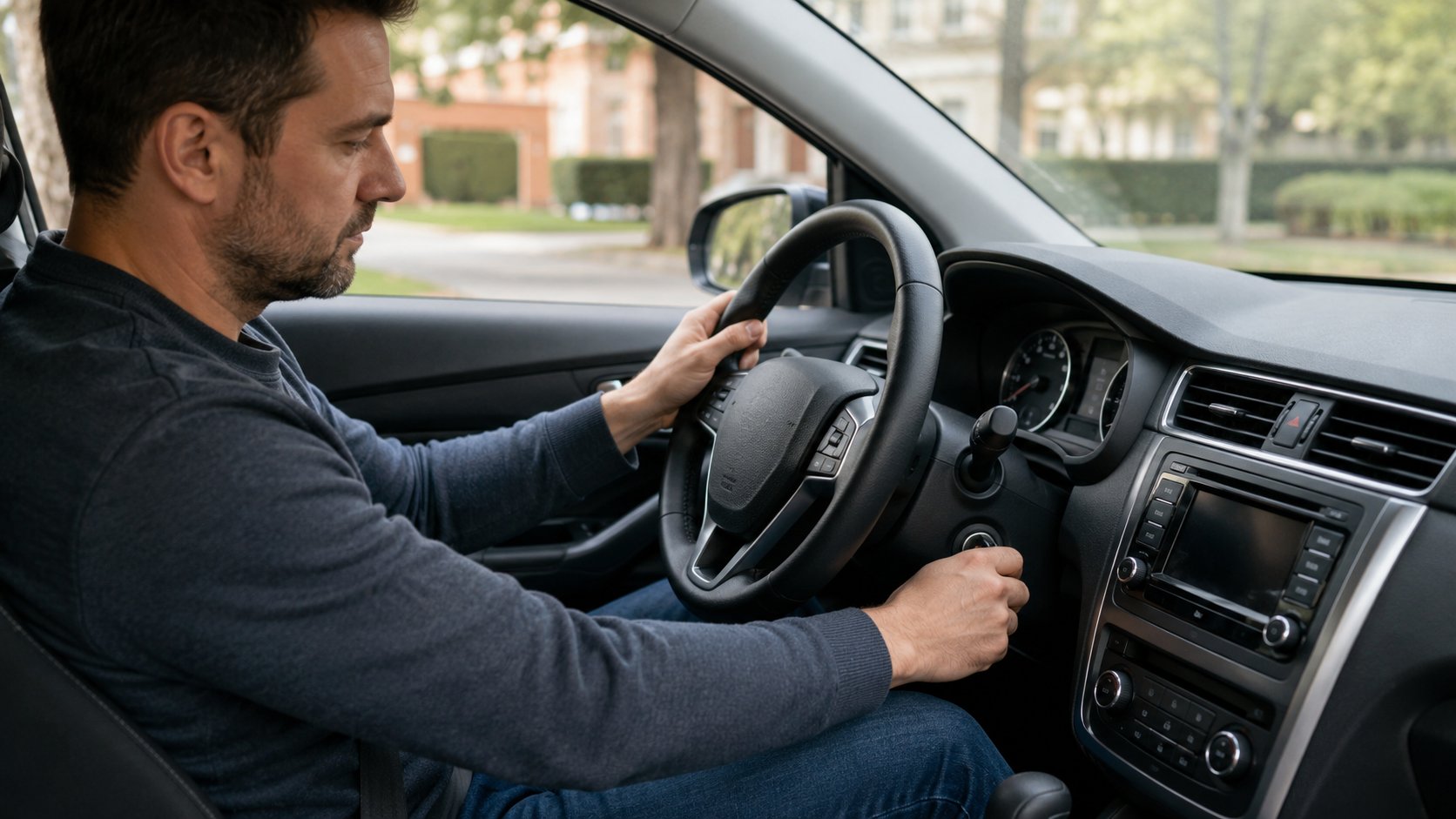 Scène réaliste liée à Volant bloqué : 5 étapes pour le déverrouiller sans forcer