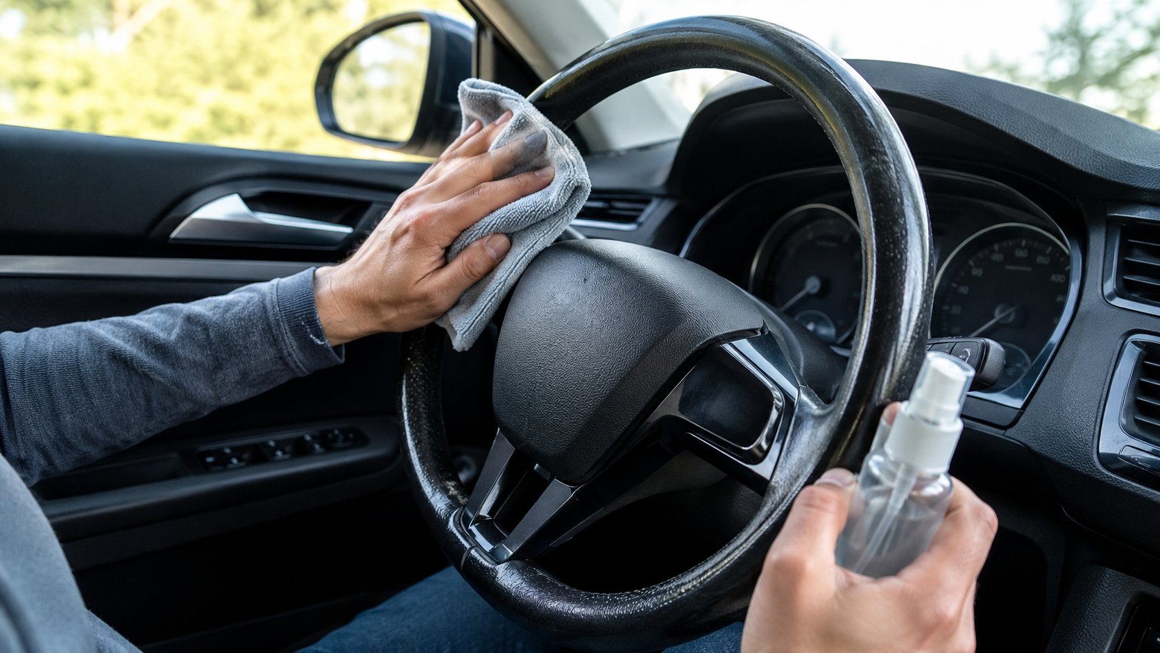 Scène réaliste liée à Volant collant : le nettoyer sans abîmer le revêtement