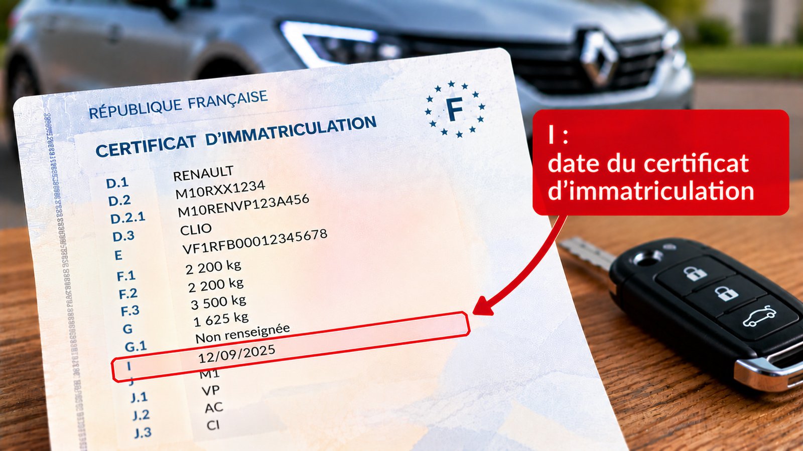 I carte grise : date du certificat d'immatriculation