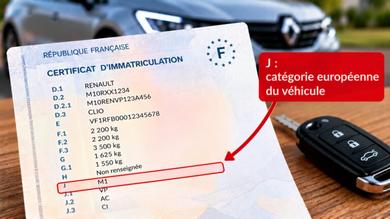 J carte grise : catégorie européenne du véhicule
