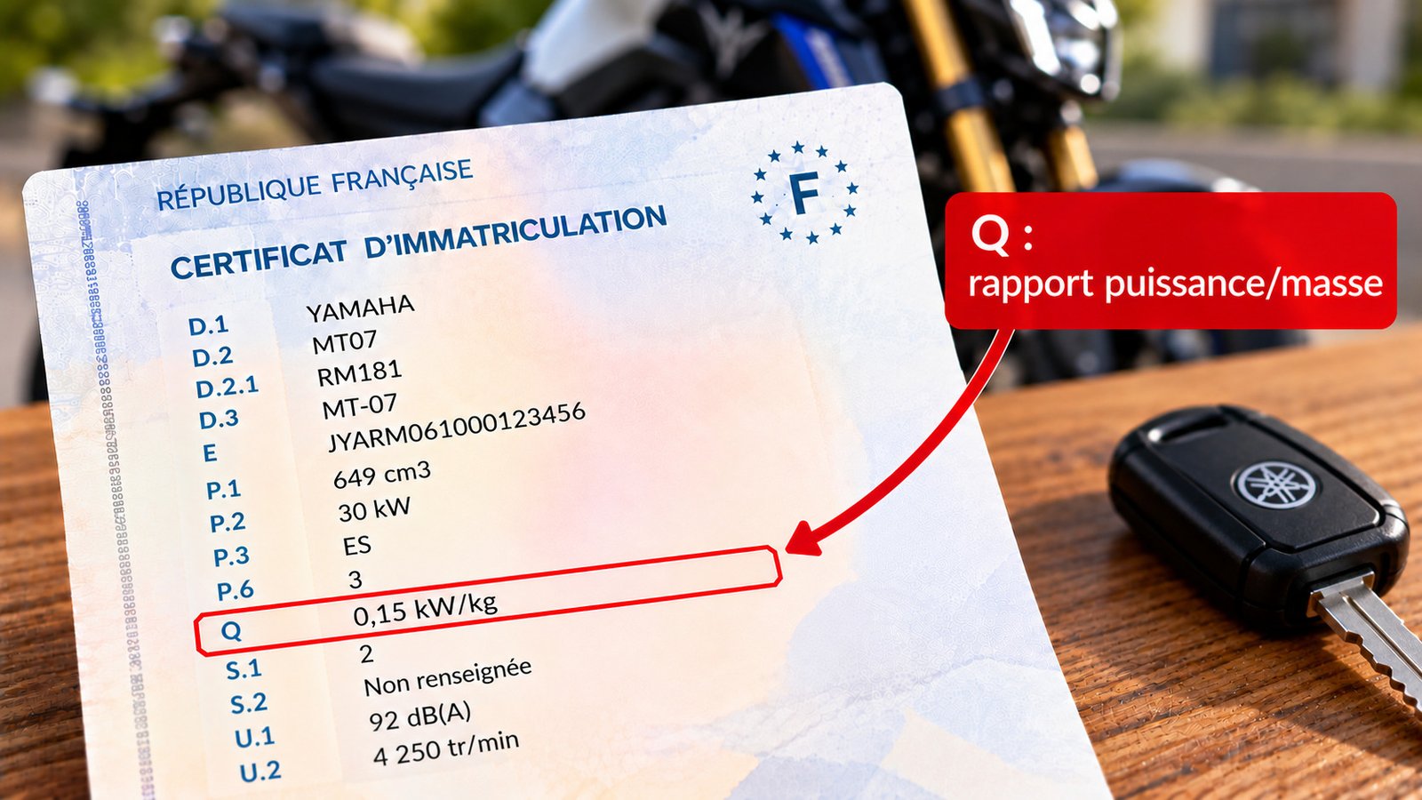 Q carte grise : rapport puissance/masse