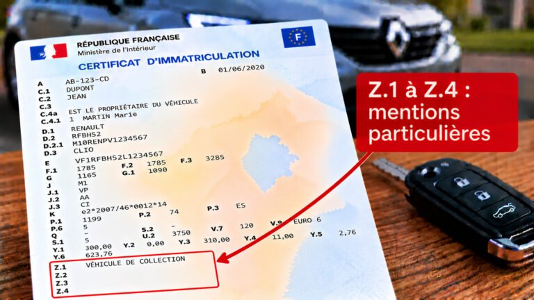 Z.1, Z.2, Z.3 et Z.4 carte grise : les mentions particulières